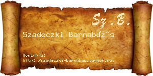 Szadeczki Barnabás névjegykártya
